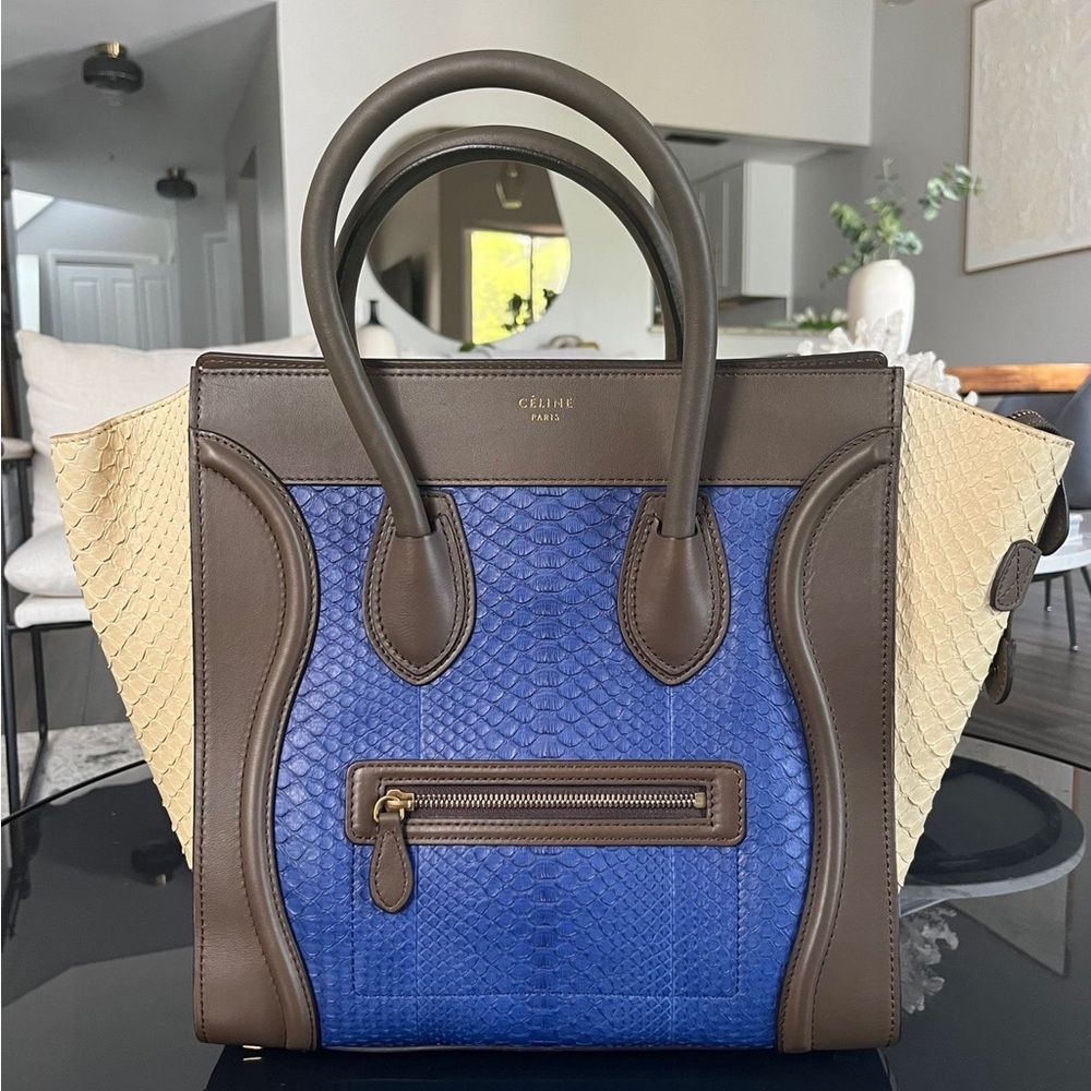 CELINE mini luggage multicolore python